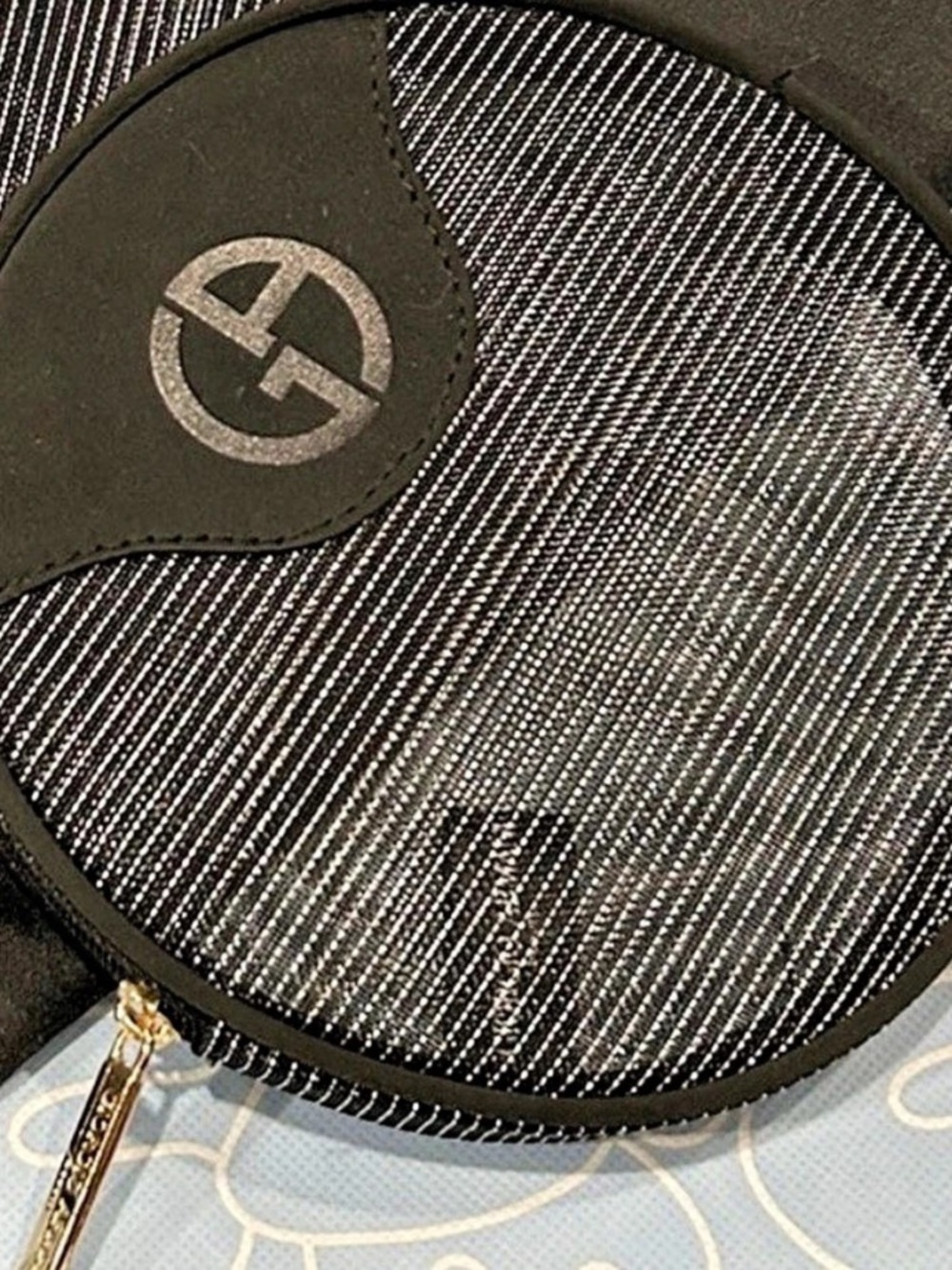 Giorgio Armani Beauty Black Mesh Round Cosmetic Pouch